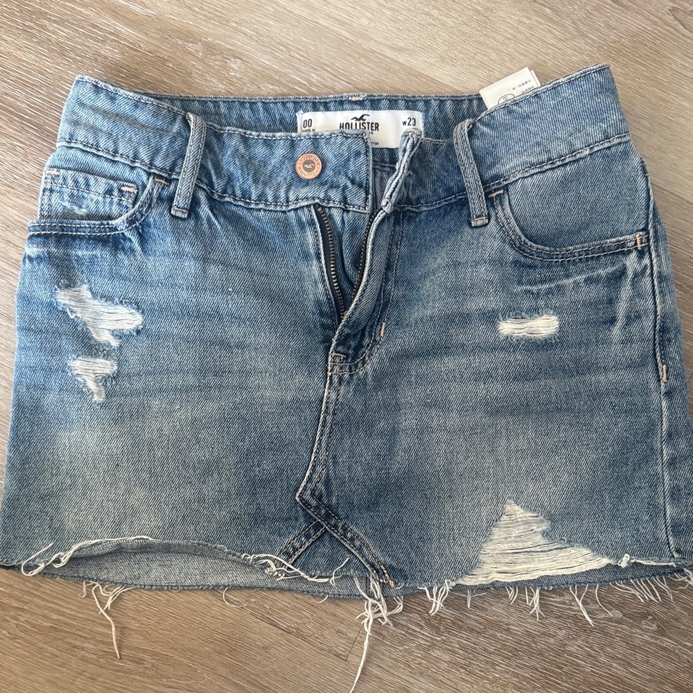 Hollister Blue Distressed Denim Skirt